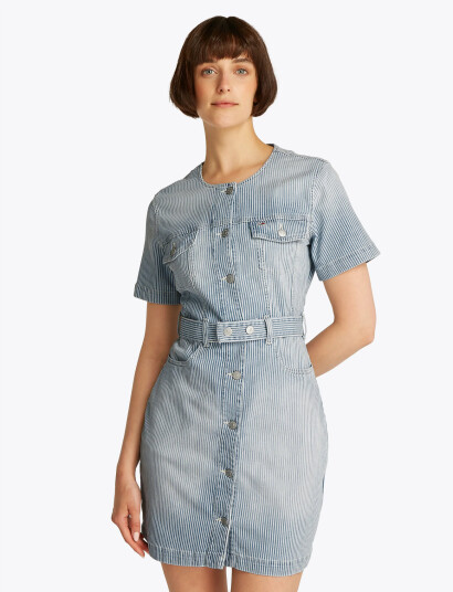 Tommy Jeans Slim Btntr Dress Bi6136 - Blue - XS