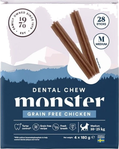 Monster Dog Dental Chew Kylling, Grain Free, Medium (28 stk) - Hundemat