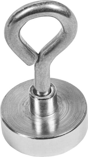 NEODYMIUM MAGNET MED ØYEKROK Ø25X8 MM