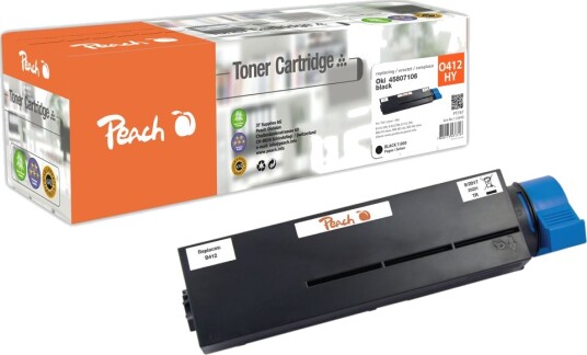 Peach-tonerkassetter som passer Oki B412/432/512 Lasertoner Svart 45807106