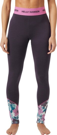 Helly Hansen Dame Lifa Merino Mellomvekt Stilongs Med Mønster Lilla L LillaL
