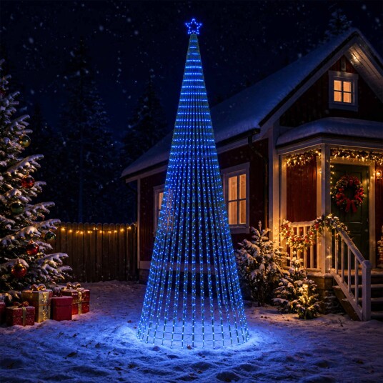 vidaXL LED juletre 500 cm 1524 LED-lys Blå Stål Svart