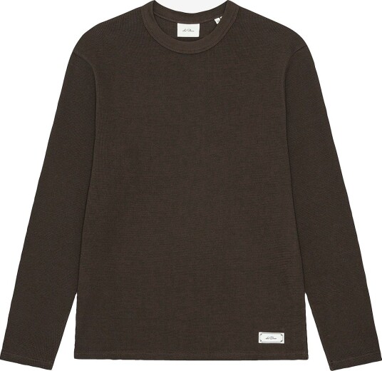 Les Deux   T skjorte Label Waffle LS T Shirt   Brun