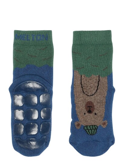 Melton Bear Socks Anti Slip Blue 17/19
