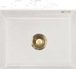 Lavabo Mera 100SL kjøkkenvask, 97x48 cm, hvit/messing