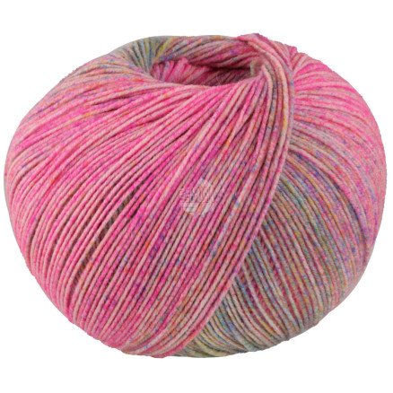 Lana Grossa Meilenweit 100 Merino Ekstrafine Shades Garn 7226 Rosa/Abrikos/Turkis/Lys gul