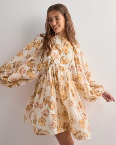 Malina Blomstrete Tyra high neck balloon sleeve mini dress