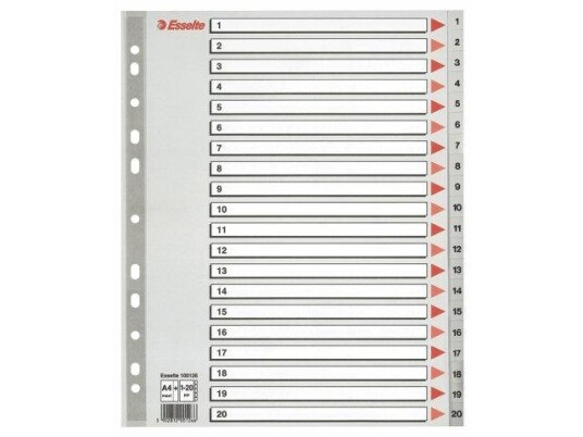 ESSELTE Indices PP A4 Maxi 1-20 Grey ESSELTE Indices PP A4 Maxi 1-20 Grey