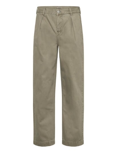 Lindbergh Pleated Pants In Colored Denim   Khaki green   34 x 32