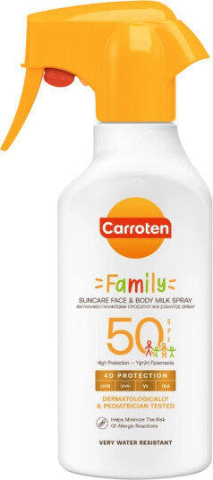 Carroten Family Solkrem med Trigger SPF 50 270 ml for Ansikt og Krop
