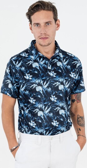 Func Factory Printed Golf pologenser herre Navy Print (840) X Large