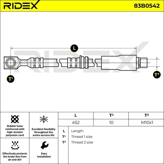 RIDEX 83B0542 Bremseslange