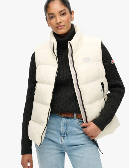 Superdry Sports Puffer Gilet - Cream - XS Superdry Sports Puffer Gilet - Cream - XS