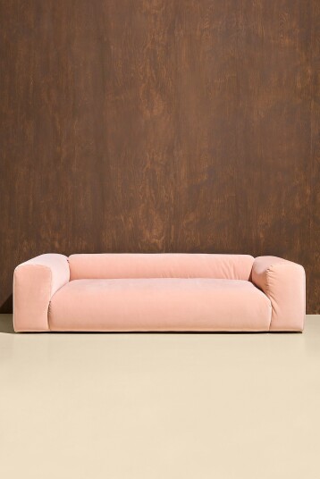 Jotex 3seters Sofa Polyester/Kryssfiner/Polyeterskum Aprikos rosa fløyel Wenju 1747299020