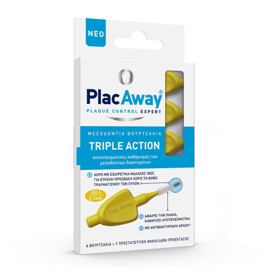 Interdentalbørster 6 pcs. PLAC AWAY Triple Action 0,70 mm ISO 4