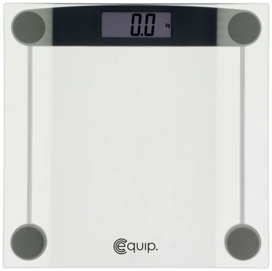 Equip baderomsvekt i gjennomsiktig glass
