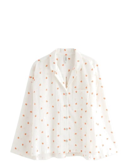 Lindex Pyjama Shirt Seersucker White M Lindex Pyjama Shirt Seersucker White M