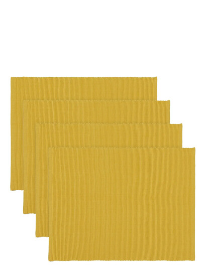 LINUM Uni Place Mat Rib 4 Pack Yellow