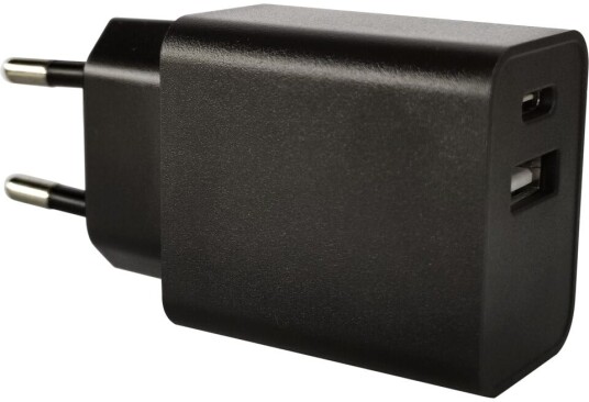 J&EL LadestÃ¸psel USB-A + USB-C sort - 93113