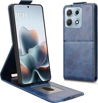 Motorola Edge 70 Max vertikalt flip-etui med stativ - mørkeblå Motorola Edge 70 Max vertikalt flip-etui med stativ - mørkeblå