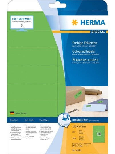 HERMA Coloured labels A4 105 x 37 mm green removable