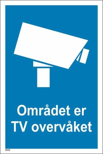 Området er TV Overvåket Informasjonsskilt 20x30 cm i Slagfast PVC