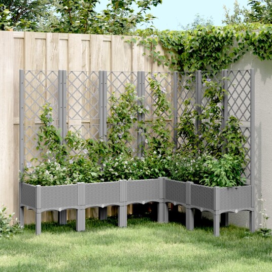 Plantekasse med espalier lysegrå 160x120x142 cm PP