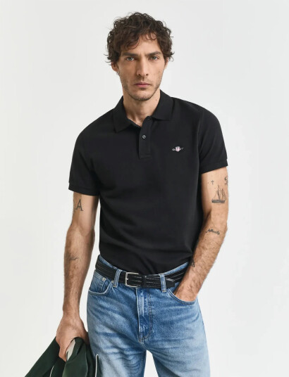 GANT Slim Shield Ss Pique Polo - Black - XXL