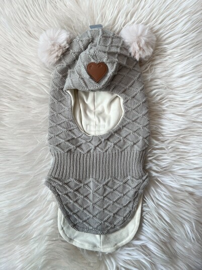Need it   Balaclava i ull/bomull "Hjerte" Sand