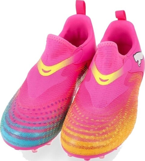 PUMA Future 9 Match Laceless MG Showtime Poison Pink/Solstrøm/Bright Aqua/PUMA White Barn Multi Ground (MG) størrelse 32 PUMA Future 9 Match Laceless MG Showtime Poison Pink/Solstrøm/Bright Aqua/PUMA White Barn Multi Ground (MG) størrelse 32