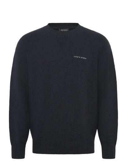 Lyle & Scott Script Knitted Crew Neck - Navy - XL Lyle & Scott Script Knitted Crew Neck - Navy - XL