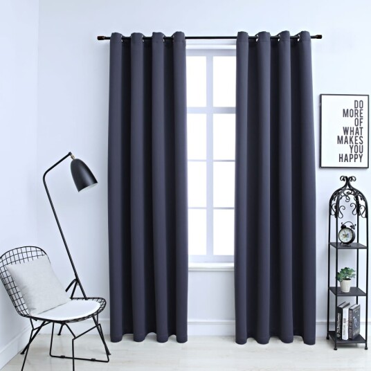 Vidaxl Lystette Gardiner Med Metallringer 2 Stk Antrasitt 140x245 Cm