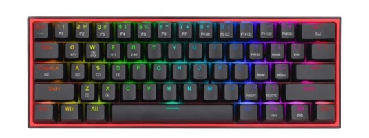 Redragon Fizz Pro K616-Rgb B 60% Usb + Rf Wireless + Bluetooth Mekanisk Nøkkelbryter Qwerty Rgb Led Sort Rød Redragon Fizz Pro K616-Rgb B 60% Usb + Rf Wireless + Bluetooth Mekanisk Nøkkelbryter Qwerty Rgb Led Sort Rød