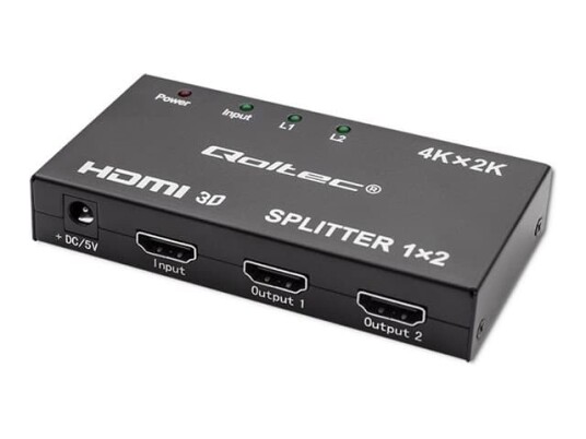 Qoltec - Video/lyd-splitter - active, high stability - 2 x HDMI - stasjonær - DC