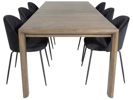 Venture Design Slider & Wrinkles spisegruppe Natur/svart 6 st stoler & bord 170 x 95 cm