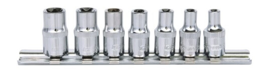 Ks Tools 918.4355, Støpselsett, 1/4", 7 Hoder, Kromvanadiumstål, Din 3120, Iso 1174, 100 G Ks Tools 918.4355, Støpselsett, 1/4", 7 Hoder, Kromvanadiumstål, Din 3120, Iso 1174, 100 G