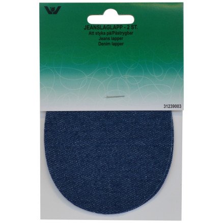 Vj Green Strykemerke Reparasjonslapp Jeans Oval Mørk Denim 9x11,5 cm 2 stk