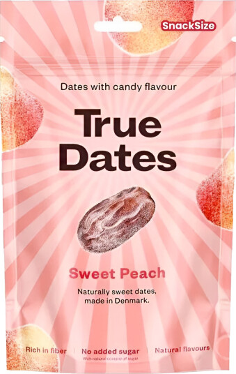 Ert Godis True Dates Sweet Peach Steinfrie Dadler med Søt Fersken Godterismak 70 gram FCB8002