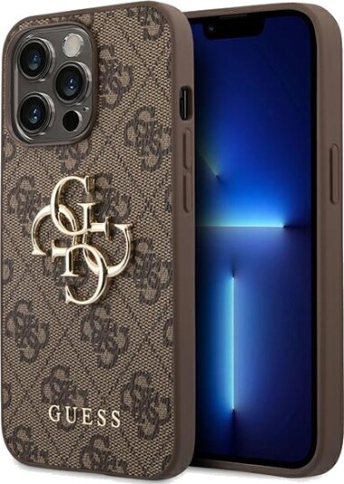 Guess Case For Iphone 14 Pro Max 6,7&Amp Amp Quot  Guhcp14x4gmgbr Brown Pu Leather 4G Big Metal Logo