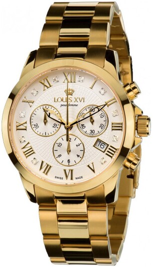 Louis XVI Dameklokke LXVI515 Athos Beige/Gulltonet stål Ø38 mm