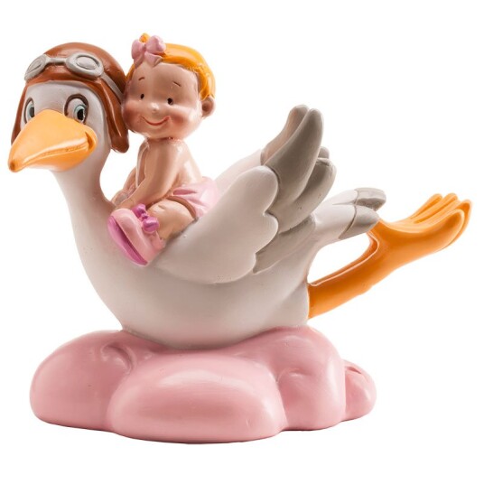 Kaketopp Baby Jente På Flyvende Stork 10cm Kaketopp Baby Jente På Flyvende Stork 10cm