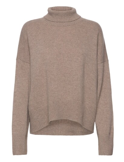 Davida Cashmere Chunky Roll Neck Sweater Beige M Davida Cashmere Chunky Roll Neck Sweater Beige M