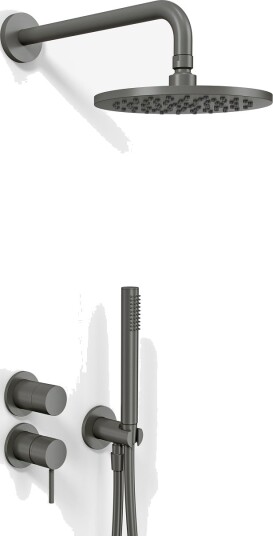Semplice SBR901 S05 Rain Delux Ø20cm Vegg PVD Matt Gun Metal Dusjsett
