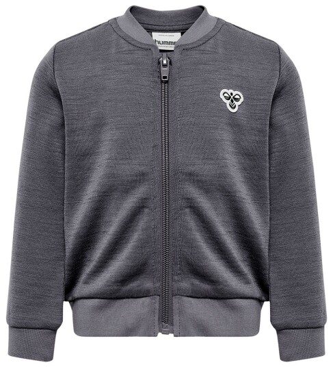 Hummel Bee Mini ull/bomull zip jakke - dark grey melange