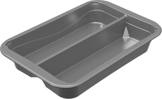 Plastbakke 2 Rum C2294 2A 294X193x45 Mm Med Bæregreb Cpet Sølv Med Sort Yderside,216 Stk/Krt