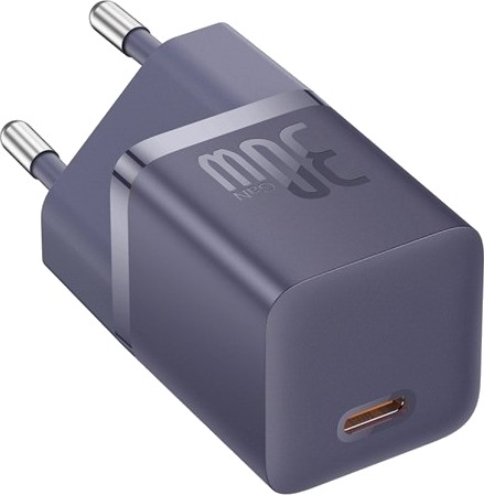 Baseus Gan5 30W Usb-C Vegglader Eu Med Lilla Kabel Baseus Dynamic 3 Usb-C 100W 1M - Lilla