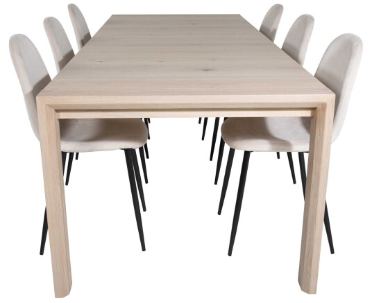 Venture Design Slider & Polar spisegruppe Natur/beige 6 st stoler & bord 170 x 95 cm
