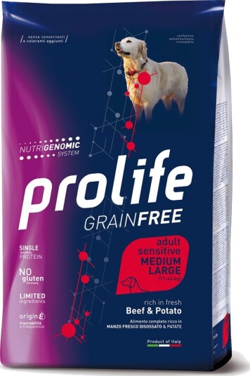 Prolife Grain Free Adult Sensitive Medium/Large Beef & Potatoes Kornfri 2 X 10 kg