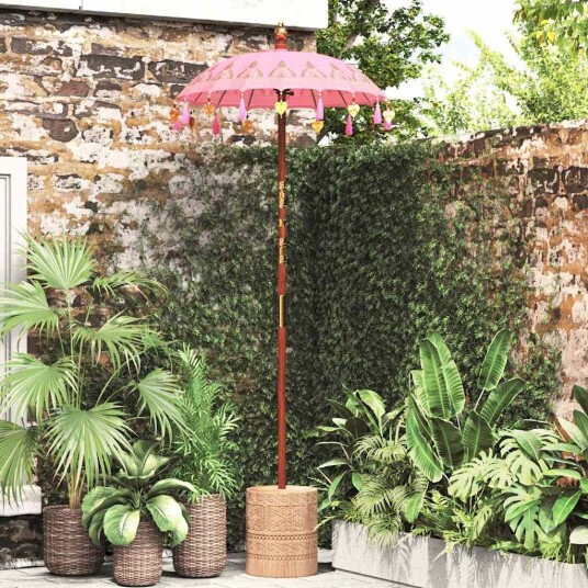 vidaXL Balinesisk Parasol Rosa 95 x 95 x 260 cm