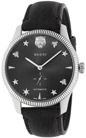 Gucci Herreklokke YA126365 G Timeless Sort/Lær Ø40 mm